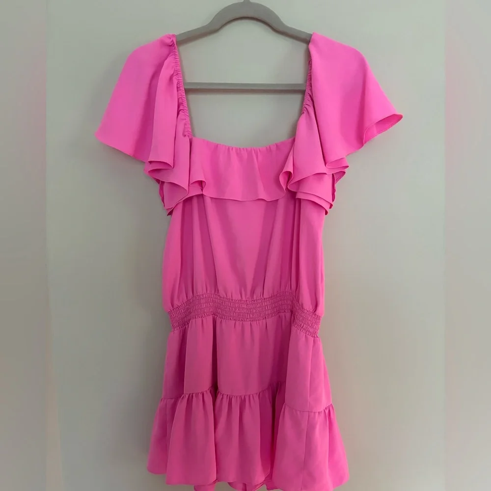Amanda Uprichard Ali Skort Romper in Shocking Pink - Sz M - Picture 3 of 5